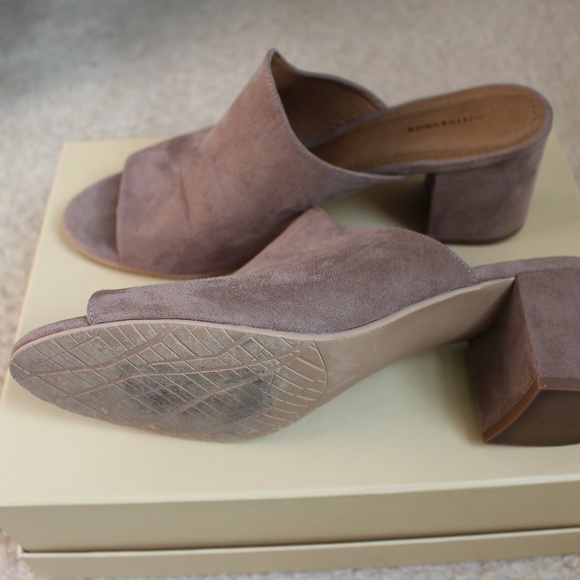 Suede Peep Toe Heel Slip On Mules Chunky Suede Shoes Size 10 - Picture 5 of 8